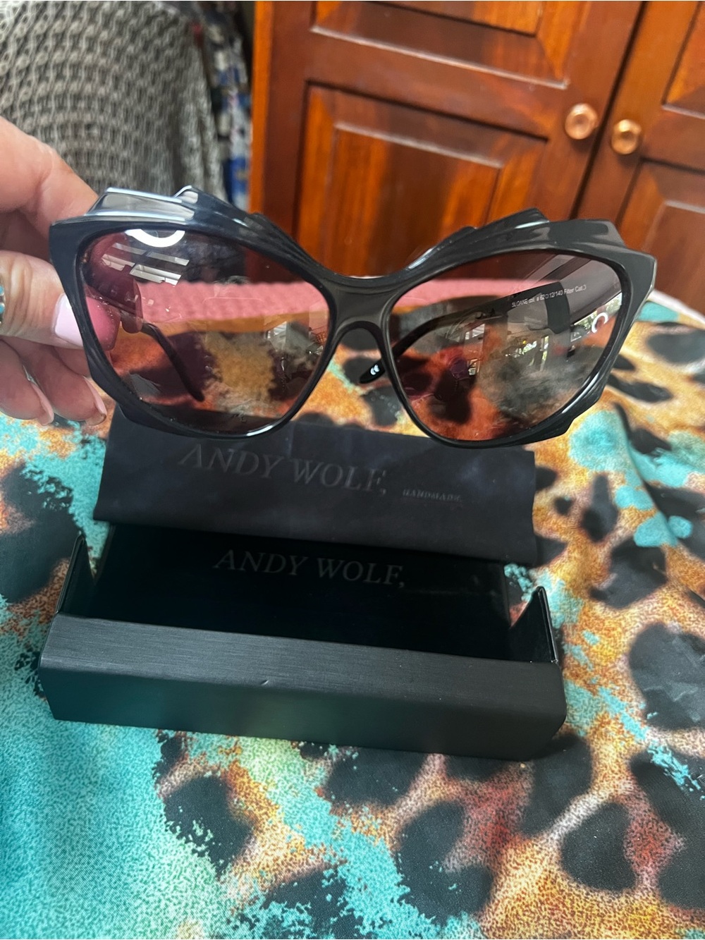 Andy Wolf Sloane Limited Edition 59/500 Black Cat Eye Sunglasses NWT w/ Case